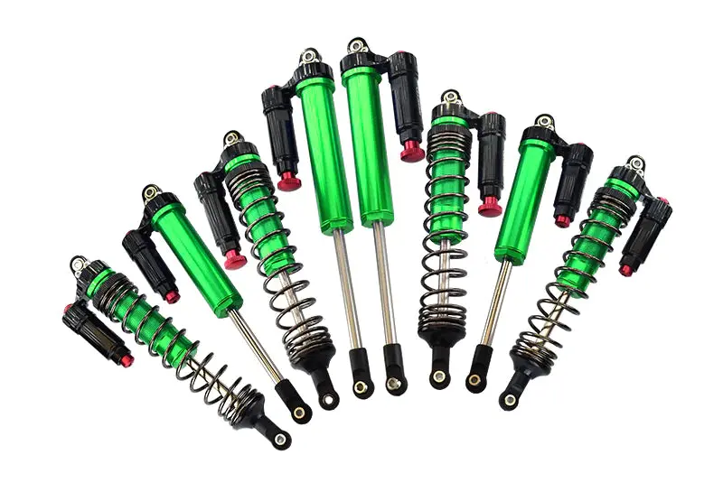Aluminum 6061-T6 Front + Rear L-Shape Piggy Back (Built-In Piston) Damper Set For Traxxas 1:7 Unlimited Desert Racer Udr Pro-Scale 4X4 (#85076-4) Upgrades - Green 1