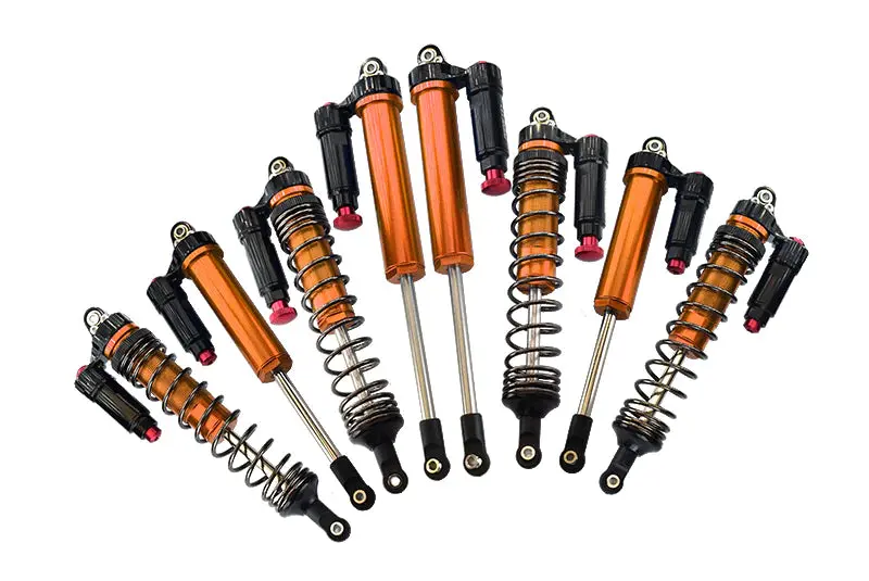 Aluminum 6061-T6 Front + Rear L-Shape Piggy Back (Built-In Piston) Damper Set For Traxxas 1:7 Unlimited Desert Racer Udr Pro-Scale 4X4 (#85076-4) Upgrades - Orange 1