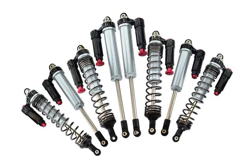 Aluminum 6061-T6 Front + Rear L-Shape Piggy Back (Built-In Piston) Damper Set For Traxxas 1:7 Unlimited Desert Racer Udr Pro-Scale 4X4 (#85076-4) Upgrades - Silver 1