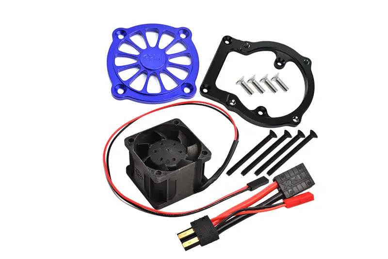 Aluminum 6061-T6 Motor Heatsink With Cooling Fan For Traxxas 1/8 4Wd Sledge Monster Truck 95076-4 - 12Pc Set Blue 1