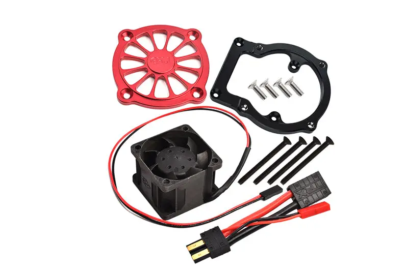 Aluminum 6061-T6 Motor Heatsink With Cooling Fan For Traxxas 1/8 4Wd Sledge Monster Truck 95076-4 - 12Pc Set Red 1