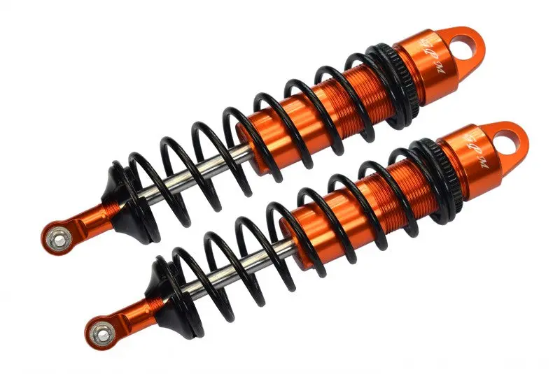 Aluminum 6061-T6 Rear Adjustable Spring Dampers 143Mm With 6Mm Shaft For Traxxas 1/8 4Wd Sledge Monster Truck 95076-4 - 2Pc Set Orange 1