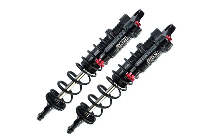 Aluminum 6061-T6 Rear L-Shape Emulation Piggy Back (Built-In Piston Spring) Adjustable Spring Dampers 143Mm For Traxxas 1/8 4Wd Sledge Monster Truck 95076-4 - 2Pc Set Black 1