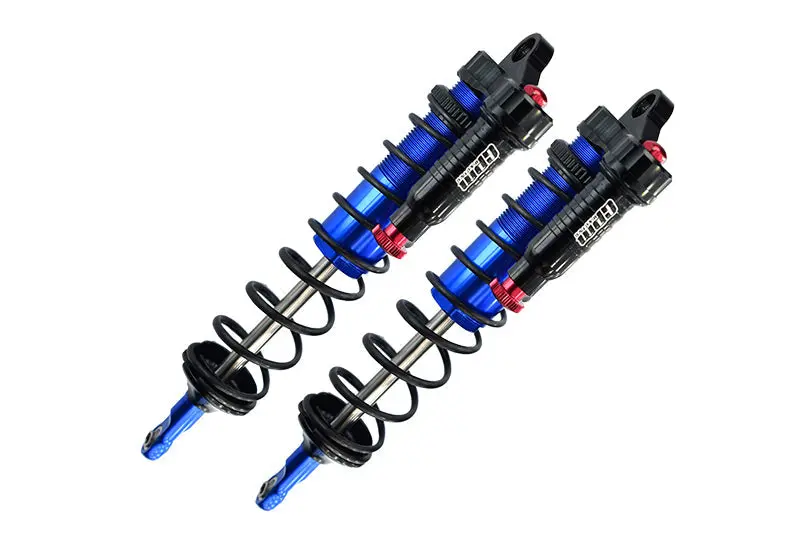 Aluminum 6061-T6 Rear L-Shape Emulation Piggy Back (Built-In Piston Spring) Adjustable Spring Dampers 143Mm For Traxxas 1/8 4Wd Sledge Monster Truck 95076-4 - 2Pc Set Blue 1