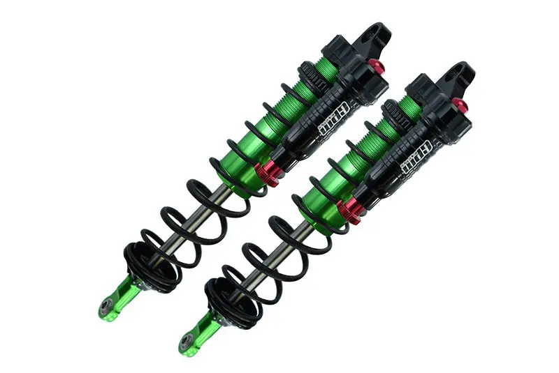 Aluminum 6061-T6 Rear L-Shape Emulation Piggy Back (Built-In Piston Spring) Adjustable Spring Dampers 143Mm For Traxxas 1/8 4Wd Sledge Monster Truck 95076-4 - 2Pc Set Green 1
