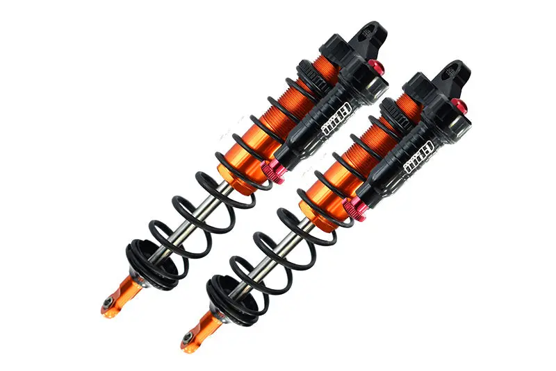 Aluminum 6061-T6 Rear L-Shape Emulation Piggy Back (Built-In Piston Spring) Adjustable Spring Dampers 143Mm For Traxxas 1/8 4Wd Sledge Monster Truck 95076-4 - 2Pc Set Orange 1