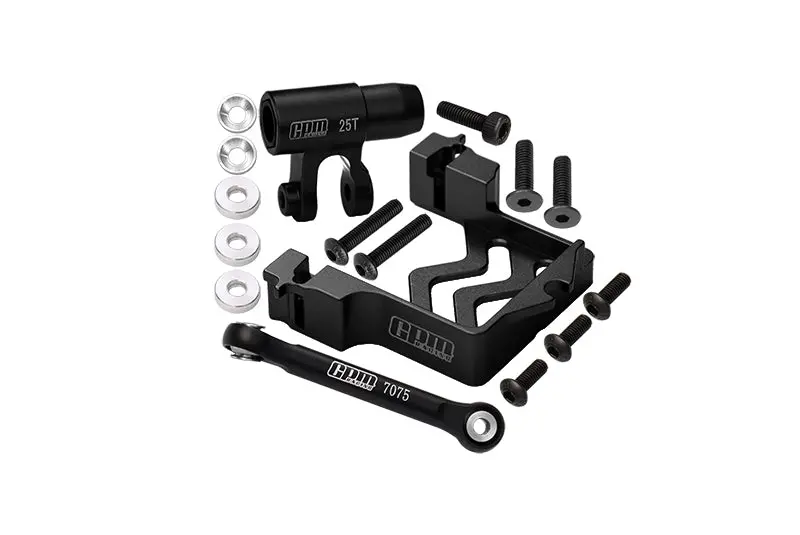 Aluminum 6061-T6 Servo Mount + Tie Rod + 25T Servo Horn Set For 1:5 Traxxas X Maxx 6S / X Maxx 8S / Xrt 8S Monster Truck Upgrades - Black 1