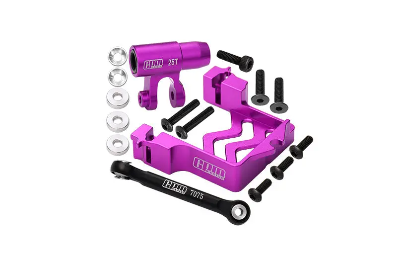 Aluminum 6061-T6 Servo Mount + Tie Rod + 25T Servo Horn Set For 1:5 Traxxas X Maxx 6S / X Maxx 8S / Xrt 8S Monster Truck Upgrades - Purple 1