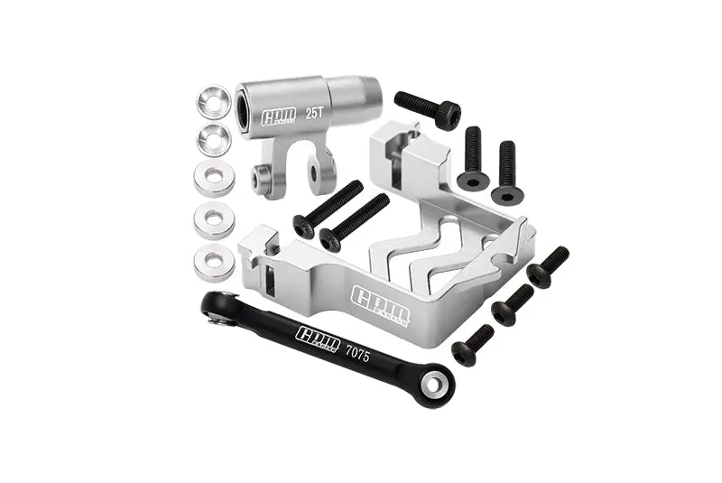 Aluminum 6061-T6 Servo Mount + Tie Rod + 25T Servo Horn Set For 1:5 Traxxas X Maxx 6S / X Maxx 8S / Xrt 8S Monster Truck Upgrades - Silver 1