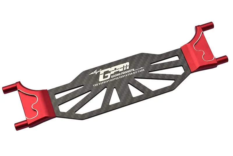 Aluminum 6061T6 + Carbon Fiber Battery Hold-Down For Traxxas 1:8 4Wd Sledge Monster Truck 95076-4 / 4Wd Maxx Slash 6S Brushless Short Course Truck 102076-4 Upgrades - Red 1