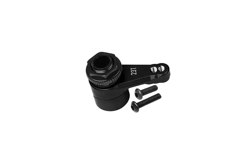 Aluminum 7075 23T Servo Horn With Built-In Spring (2 Positioning Holes) For Axial 1/10 Rbx10 Ryft Rock Bouncer Axi03005 / Losi 1/8 Lmt Solid Axle Monster Truck Los04022 - 3Pc Set Black 1