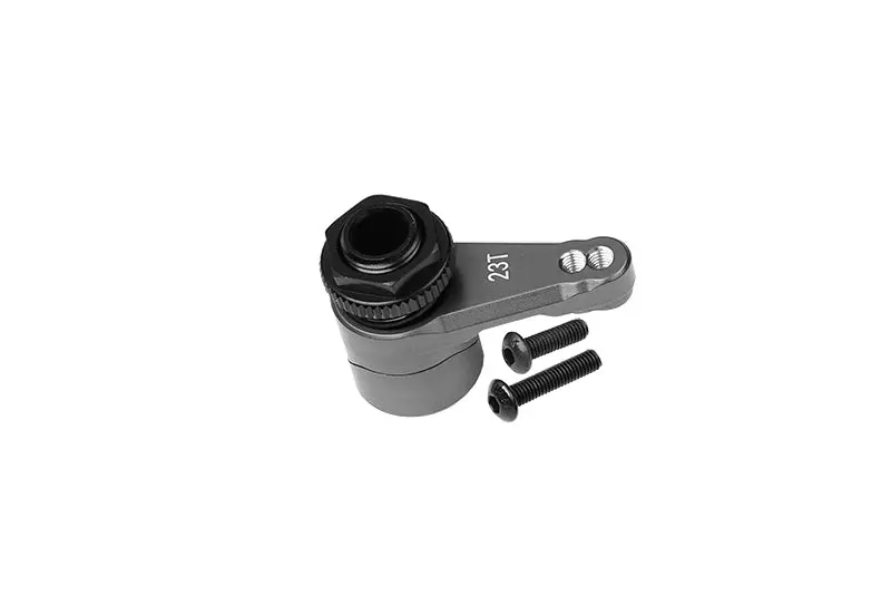 Aluminum 7075 23T Servo Horn With Built-In Spring (2 Positioning Holes) For Axial 1/10 Rbx10 Ryft Rock Bouncer Axi03005 / Losi 1/8 Lmt Solid Axle Monster Truck Los04022 - 3Pc Set Gray Silver 1