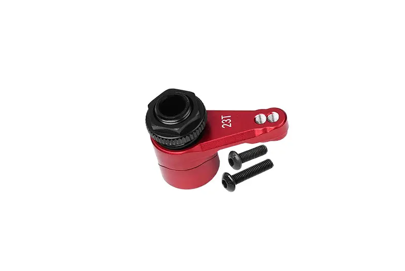 Aluminum 7075 23T Servo Horn With Built-In Spring (2 Positioning Holes) For Axial 1/10 Rbx10 Ryft Rock Bouncer Axi03005 / Losi 1/8 Lmt Solid Axle Monster Truck Los04022 - 3Pc Set Red 1