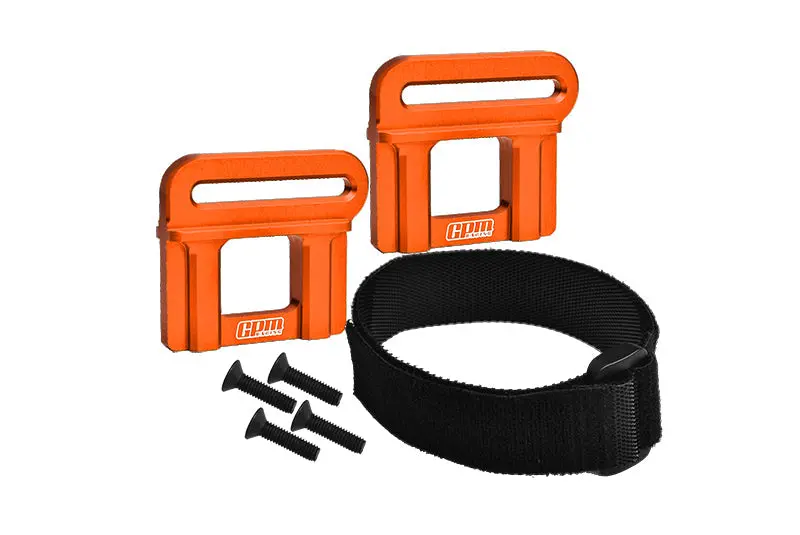 Aluminum 7075 Alloy Battery Hold-Down Retainer For Traxxas 1:8 4Wd Maxx Slash 6S Brushless Short Course Truck 102076-4 / 4Wd Sledge Monster Truck-95076-4 Upgrades - Orange 1