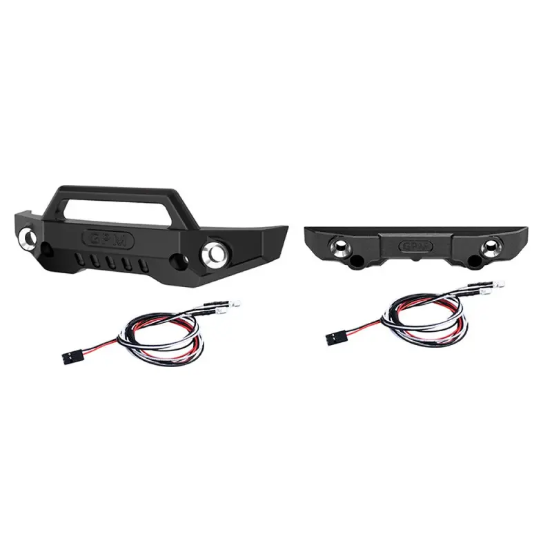 Aluminum 7075 Alloy Front Bumper & Rear Bumper With Led Lights For Traxxas 1/16 Mini Maxx 4Wd Rtr Brushless Monster Truck 107154-1 Upgrades - Black 1