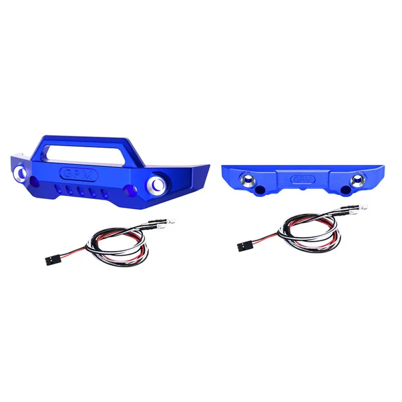 Aluminum 7075 Alloy Front Bumper & Rear Bumper With Led Lights For Traxxas 1/16 Mini Maxx 4Wd Rtr Brushless Monster Truck 107154-1 Upgrades - Blue 1