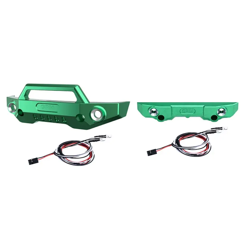 Aluminum 7075 Alloy Front Bumper & Rear Bumper With Led Lights For Traxxas 1/16 Mini Maxx 4Wd Rtr Brushless Monster Truck 107154-1 Upgrades - Green 1