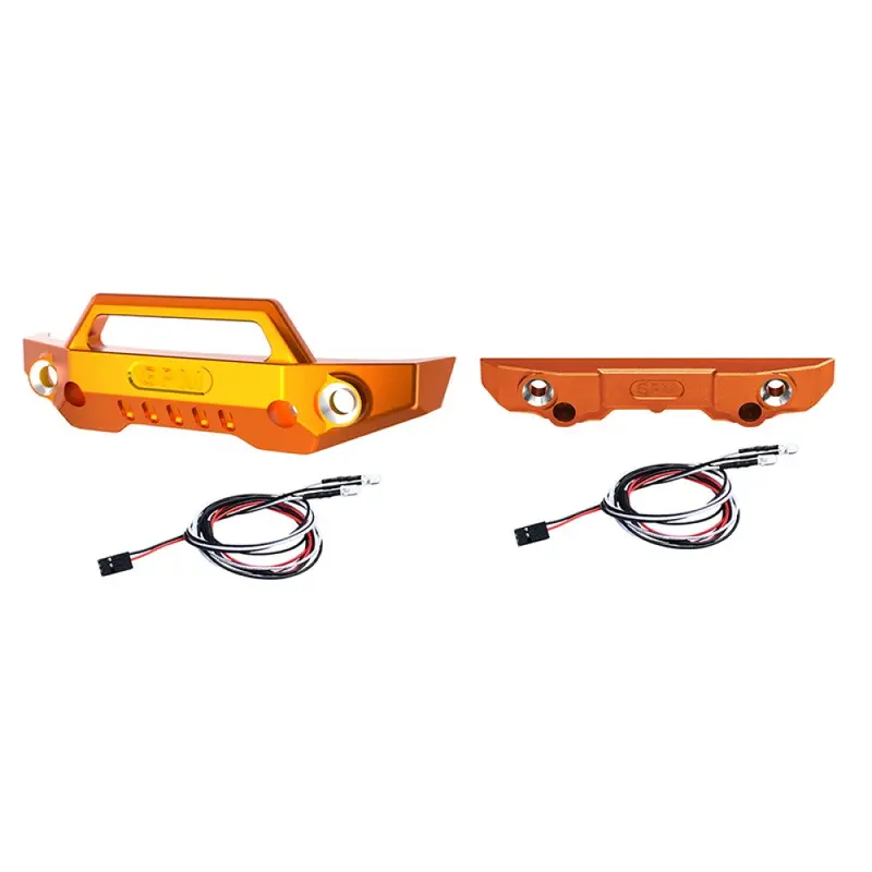 Aluminum 7075 Alloy Front Bumper & Rear Bumper With Led Lights For Traxxas 1/16 Mini Maxx 4Wd Rtr Brushless Monster Truck 107154-1 Upgrades - Orange 1
