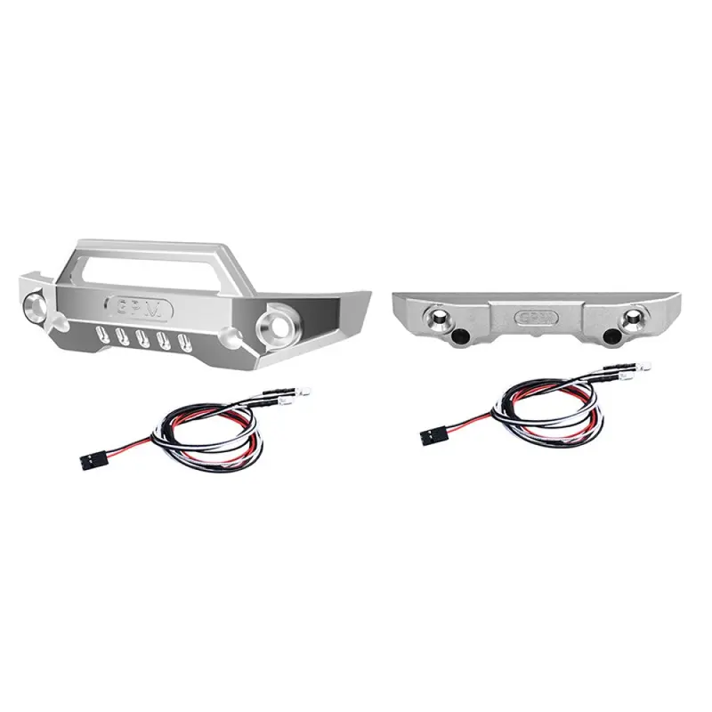 Aluminum 7075 Alloy Front Bumper & Rear Bumper With Led Lights For Traxxas 1/16 Mini Maxx 4Wd Rtr Brushless Monster Truck 107154-1 Upgrades - Silver 1
