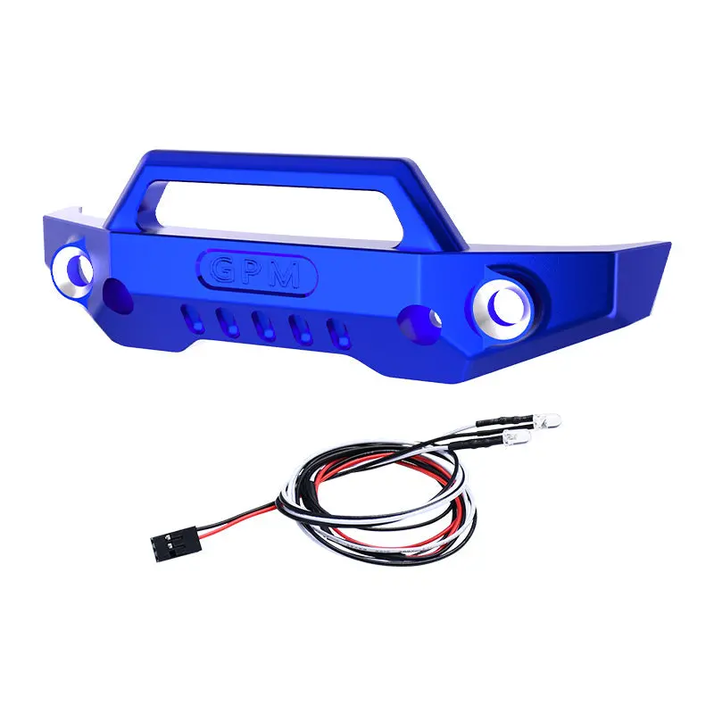 Aluminum 7075 Alloy Front Bumper With Led Lights For Traxxas 1/16 Mini Maxx 4Wd Rtr Brushless Monster Truck 107154-1 Upgrades - Blue 1
