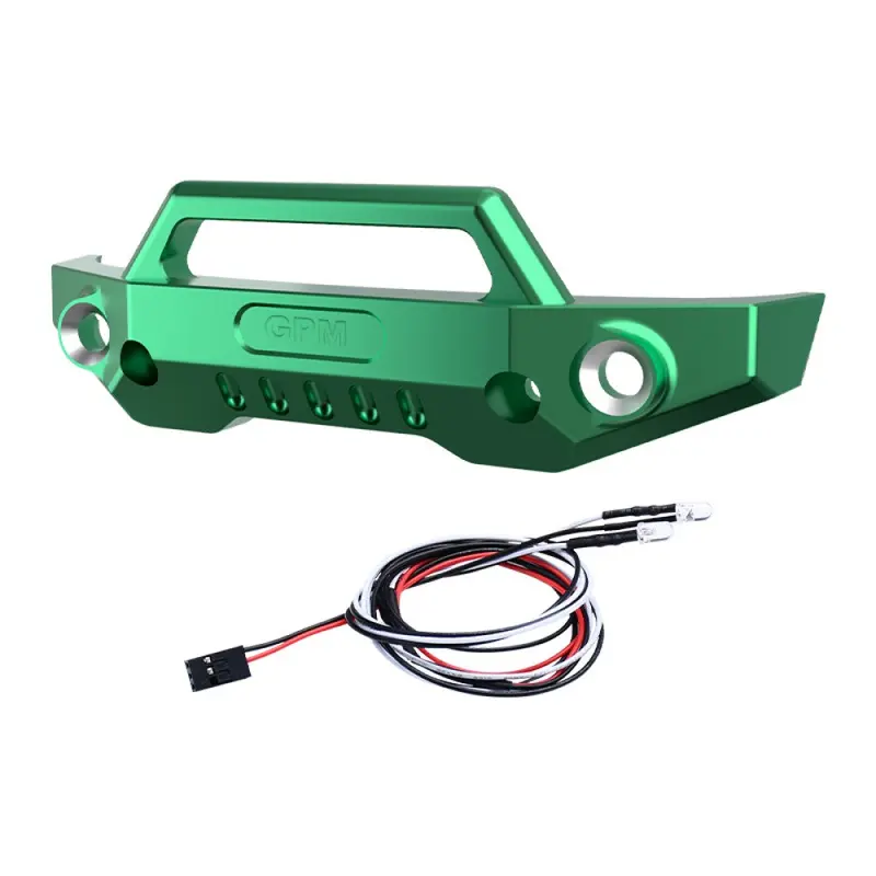 Aluminum 7075 Alloy Front Bumper With Led Lights For Traxxas 1/16 Mini Maxx 4Wd Rtr Brushless Monster Truck 107154-1 Upgrades - Green 1