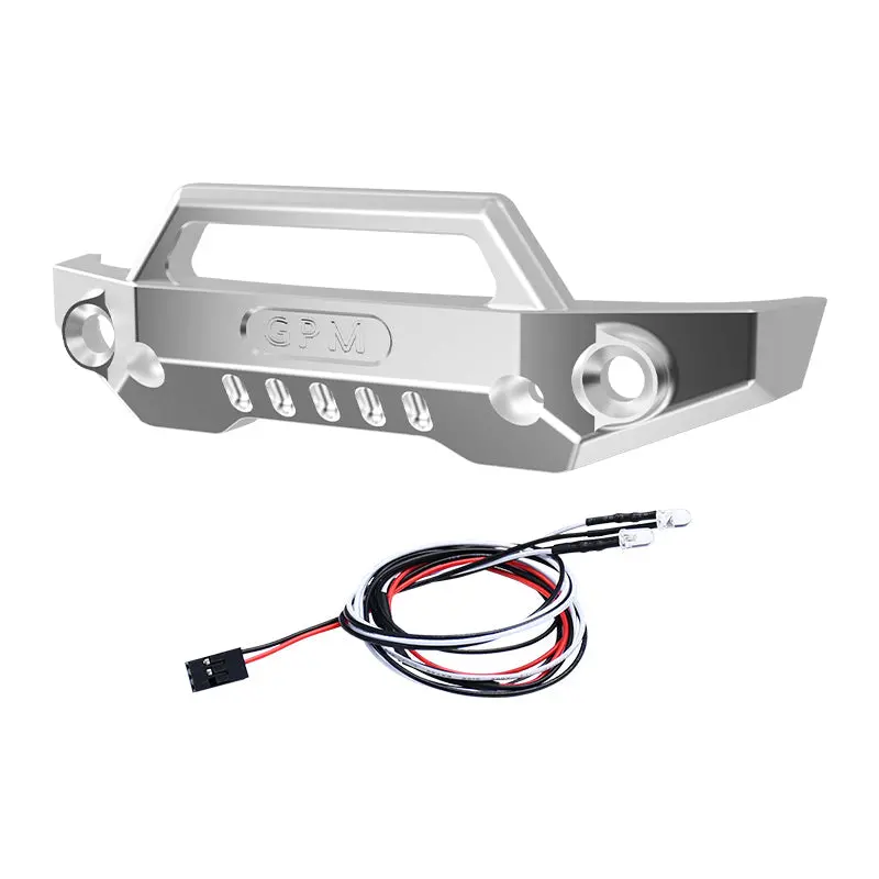 Aluminum 7075 Alloy Front Bumper With Led Lights For Traxxas 1/16 Mini Maxx 4Wd Rtr Brushless Monster Truck 107154-1 Upgrades - Silver 1