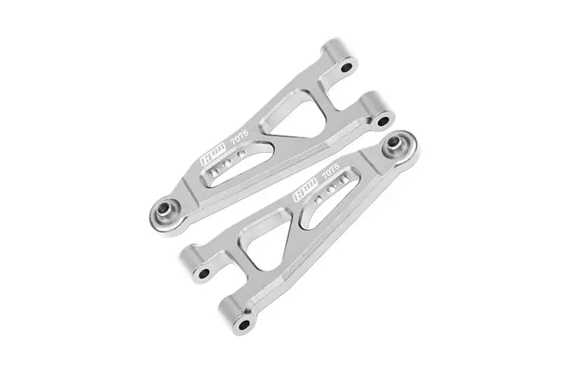 Aluminum 7075 Alloy Front Lower Suspension Arms For Arrma 1/14 Mojave Grom Mega 380 Brushed 4X4 Small Scale Desert Truck Rtr-Ara2104 Upgrades - Silver 1