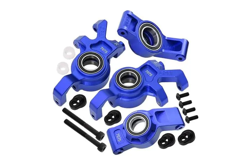 Aluminum 7075 Alloy Front Oversized Steering Blocks & Rear Hub Stub Axle Carriers With Three Oversize Bearing For Traxxas 1:5 X Maxx 6S 8S / Xrt 8S / X Maxx Ultimate 8S / Xrt Ultimate 8S Upgrades - Blue 1