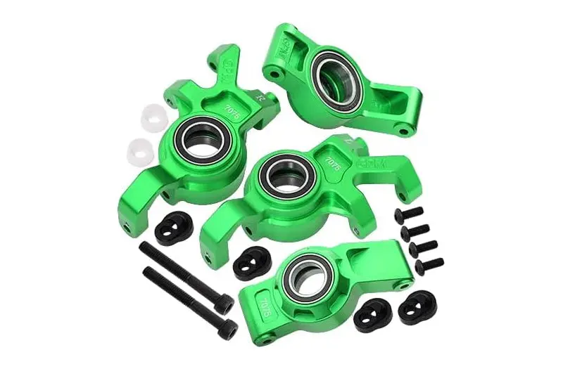 Aluminum 7075 Alloy Front Oversized Steering Blocks & Rear Hub Stub Axle Carriers With Three Oversize Bearing For Traxxas 1:5 X Maxx 6S 8S / Xrt 8S / X Maxx Ultimate 8S / Xrt Ultimate 8S Upgrades - Green 1