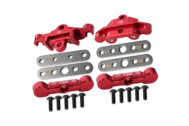 Aluminum 7075 Alloy Front & Rear Tie Bar Mounts & Suspension Pin Retainers For Traxxas 1:8 6S Maxx Slash-102076-4 / 1:10 4Wd Maxx-89076-4 / 1:10 Maxx With Widemaxx Monster Truck-89086-4 - Red 1