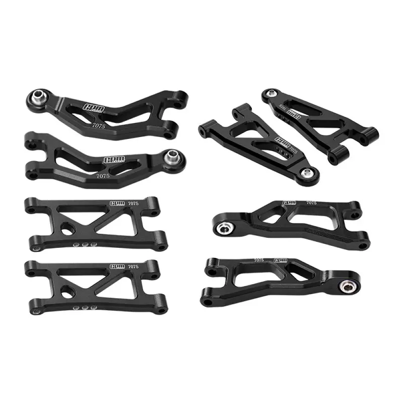 Aluminum 7075 Alloy Front + Rear Upper And Lower Suspension Arms For Arrma 1/16 Mojave Grom Desert Truck Upgrades - Black 1