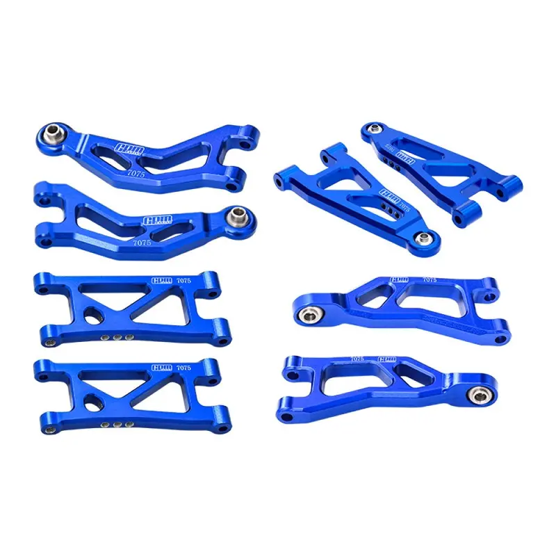 Aluminum 7075 Alloy Front + Rear Upper And Lower Suspension Arms For Arrma 1/16 Mojave Grom Desert Truck Upgrades - Blue 1