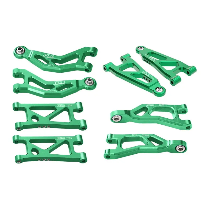 Aluminum 7075 Alloy Front + Rear Upper And Lower Suspension Arms For Arrma 1/16 Mojave Grom Desert Truck Upgrades - Green 1