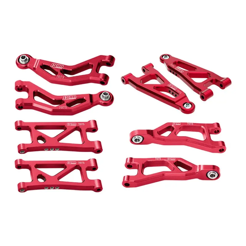 Aluminum 7075 Alloy Front + Rear Upper And Lower Suspension Arms For Arrma 1/16 Mojave Grom Desert Truck Upgrades - Red 1