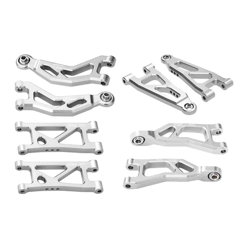 Aluminum 7075 Alloy Front + Rear Upper And Lower Suspension Arms For Arrma 1/16 Mojave Grom Desert Truck Upgrades - Silver 1