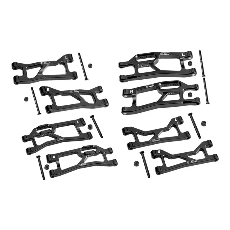 Aluminum 7075 Alloy Front + Rear (Upper & Lower) Suspension Arms For Traxxas 1/16 Mini Xrt Vxl-3S 108076-1 Monster Truck Upgrades - Black 1
