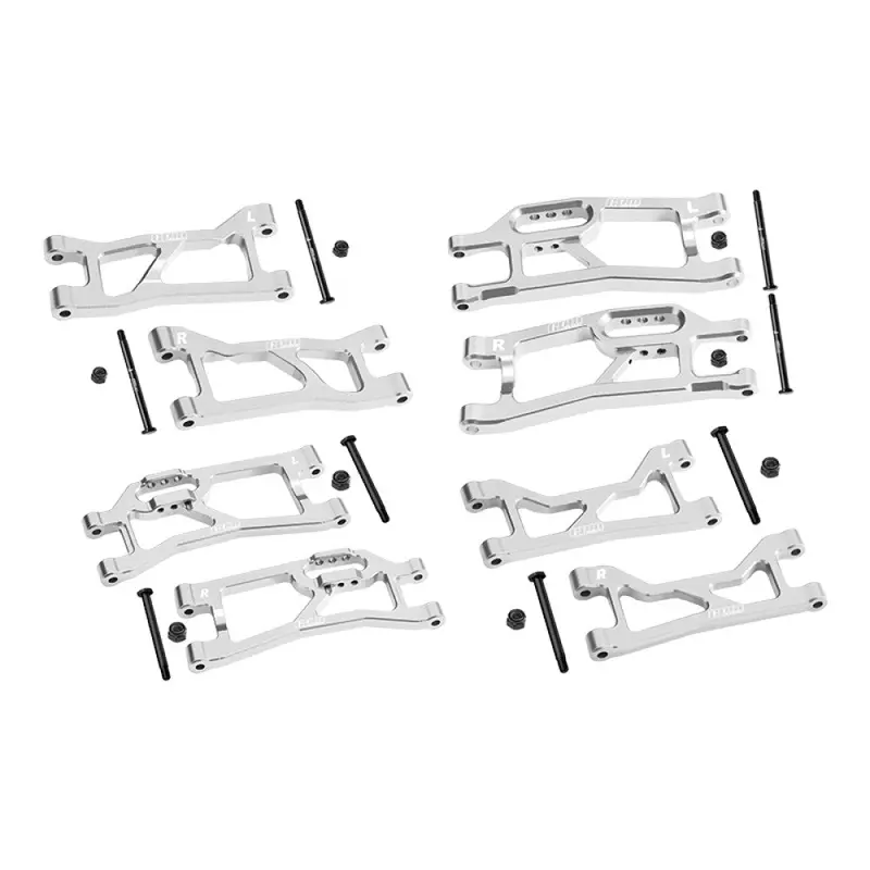Aluminum 7075 Alloy Front + Rear (Upper & Lower) Suspension Arms For Traxxas 1/16 Mini Xrt Vxl-3S 108076-1 Monster Truck Upgrades - Silver 1