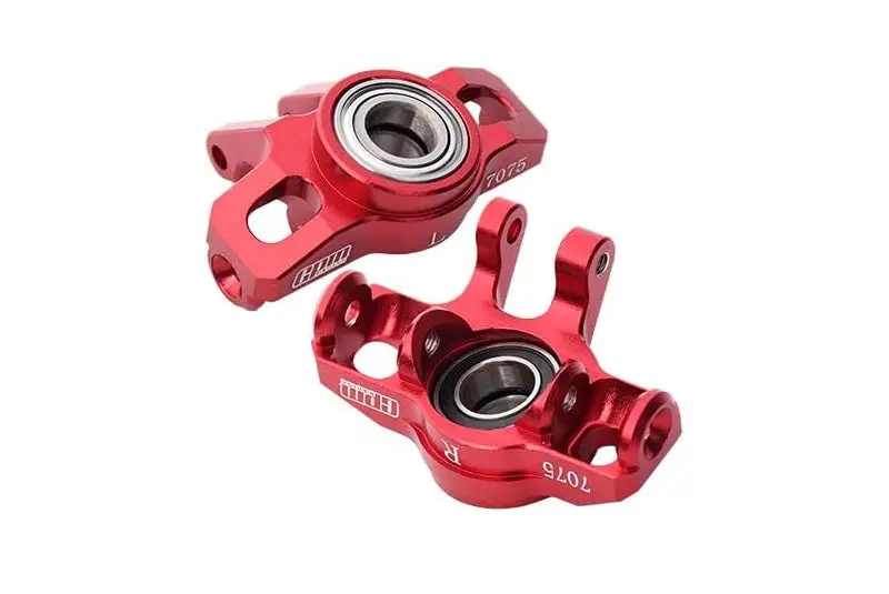 Aluminum 7075 Alloy Front Steering Block (Larger Inner Bearings) For Arrma 1/14 Mojave Grom Mega 380 Brushed 4X4 Small Scale Desert Truck Rtr-Ara2104 Upgrades - Red 1