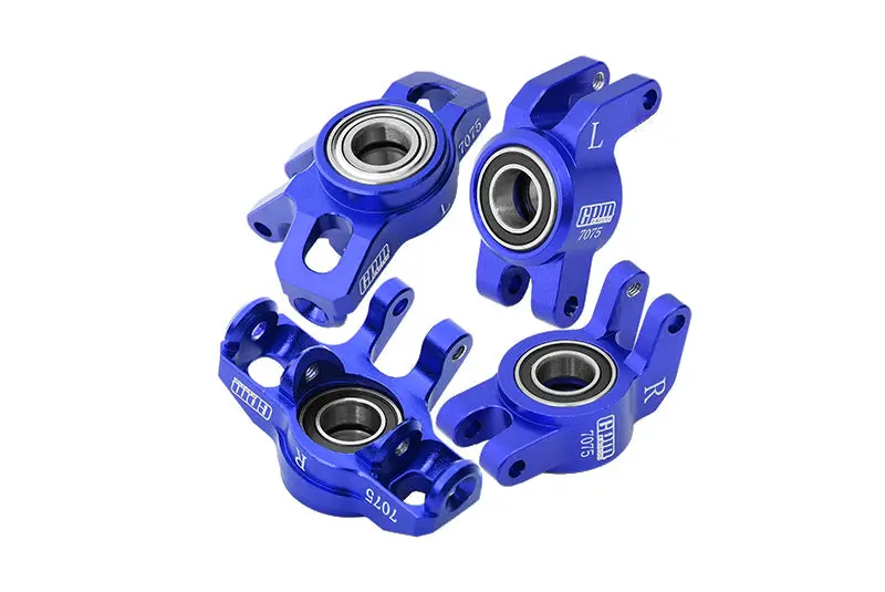 Aluminum 7075 Alloy Front Steering Block + Rear Hub (Larger Inner Bearings) For Arrma 1/14 Mojave Grom Mega 380 Brushed 4X4 Small Scale Desert Truck Rtr-Ara2104 Upgrades - Blue 1