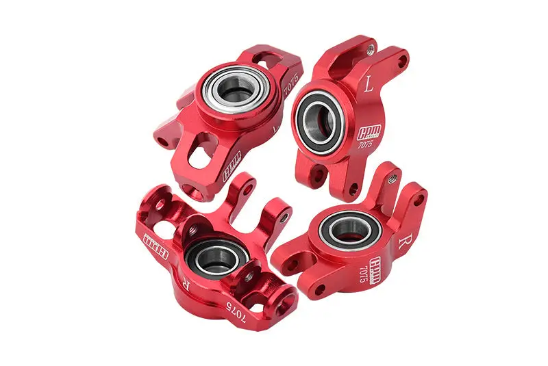Aluminum 7075 Alloy Front Steering Block + Rear Hub (Larger Inner Bearings) For Arrma 1/14 Mojave Grom Mega 380 Brushed 4X4 Small Scale Desert Truck Rtr-Ara2104 Upgrades - Red 1