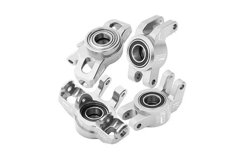 Aluminum 7075 Alloy Front Steering Block + Rear Hub (Larger Inner Bearings) For Arrma 1/14 Mojave Grom Mega 380 Brushed 4X4 Small Scale Desert Truck Rtr-Ara2104 Upgrades - Silver 1
