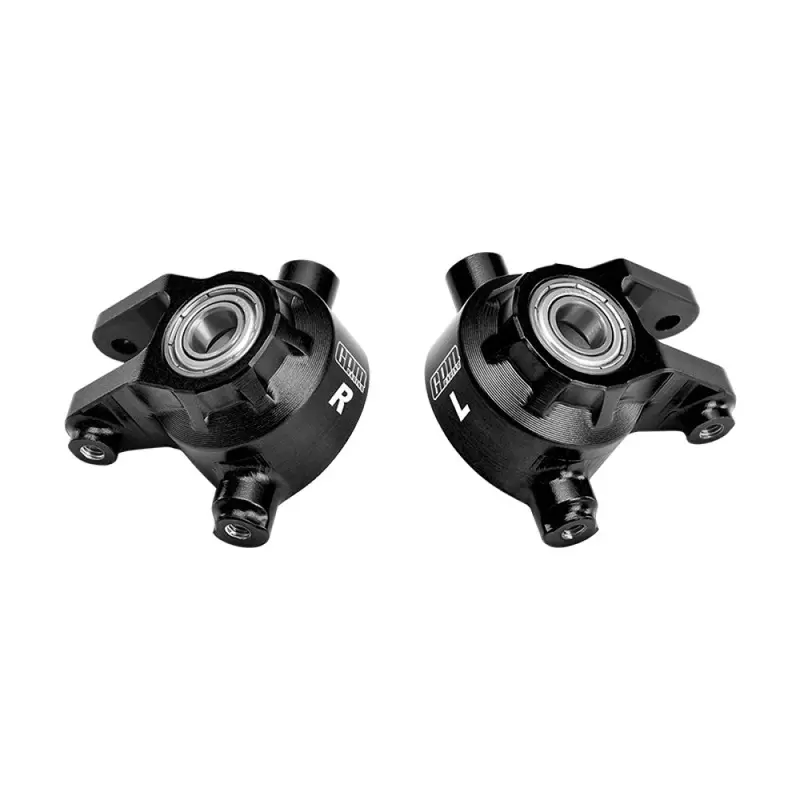 Aluminum 7075 Alloy Front Steering Blocks With Oversize Bearing For Traxxas 1:8 Jato 4X4 Vxl / 1:10 Bigfoot / Ford F-150 Raptor / Rustler / Slash / Stampede / Ford Fiesta St Rally - Black 1