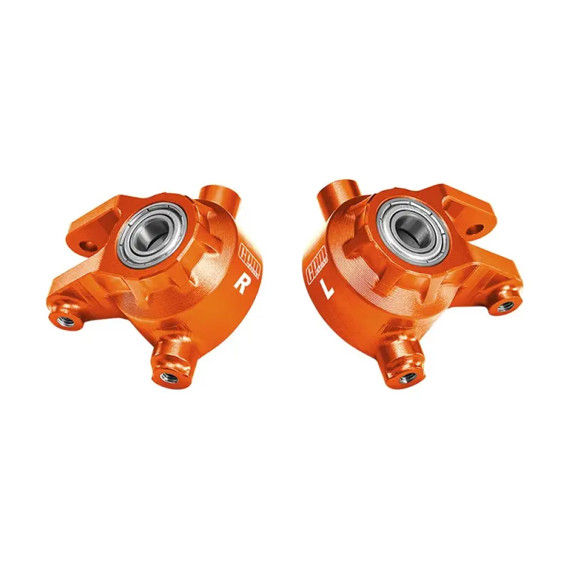 Aluminum 7075 Alloy Front Steering Blocks With Oversize Bearing For Traxxas 1:8 Jato 4X4 Vxl / 1:10 Bigfoot / Ford F-150 Raptor / Rustler / Slash / Stampede / Ford Fiesta St Rally - Orange 1