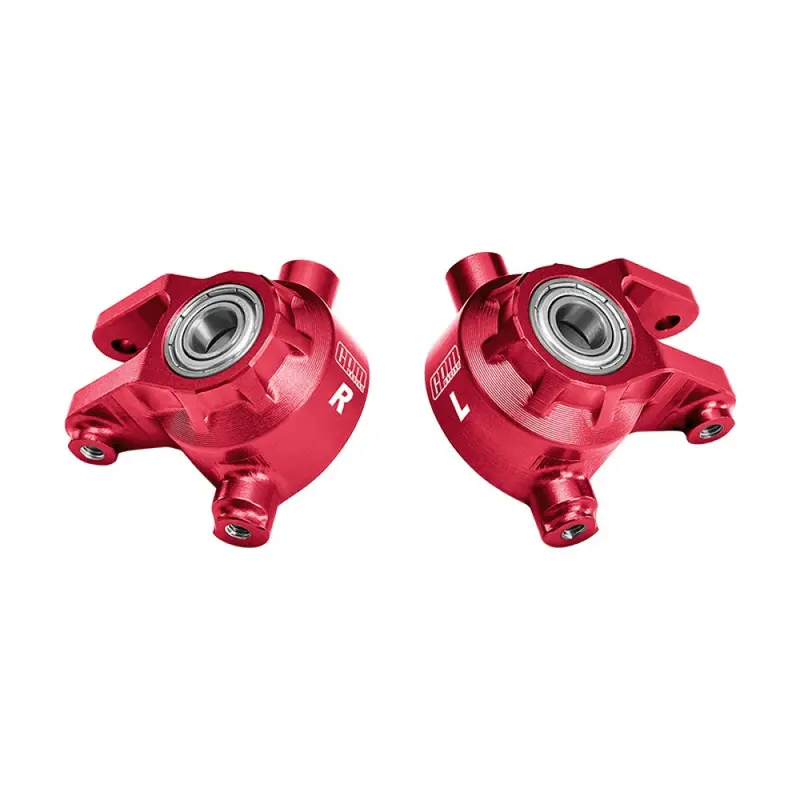 Aluminum 7075 Alloy Front Steering Blocks With Oversize Bearing For Traxxas 1:8 Jato 4X4 Vxl / 1:10 Bigfoot / Ford F-150 Raptor / Rustler / Slash / Stampede / Ford Fiesta St Rally - Red 1