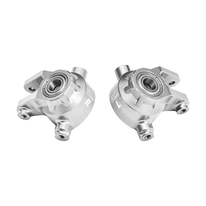 Aluminum 7075 Alloy Front Steering Blocks With Oversize Bearing For Traxxas 1:8 Jato 4X4 Vxl / 1:10 Bigfoot / Ford F-150 Raptor / Rustler / Slash / Stampede / Ford Fiesta St Rally - Silver 1