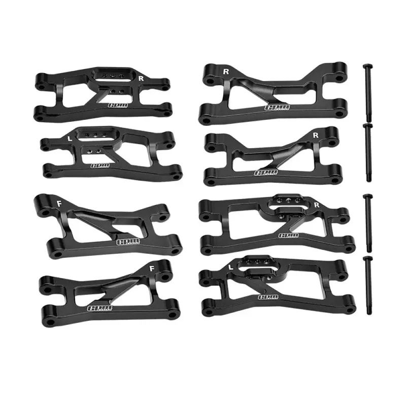 Aluminum 7075 Alloy Front Upper & Lower + Rear Upper & Lower Suspension Arms For Traxxas 1/16 Mini Maxx 4Wd Rtr Brushless Monster Truck 107154-1 Upgrades - Black 1