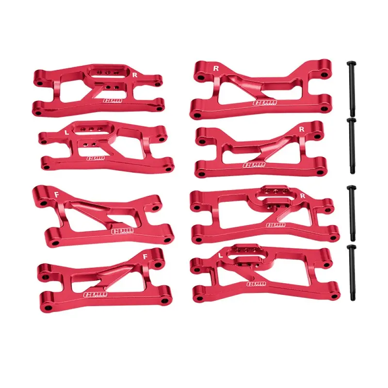 Aluminum 7075 Alloy Front Upper & Lower + Rear Upper & Lower Suspension Arms For Traxxas 1/16 Mini Maxx 4Wd Rtr Brushless Monster Truck 107154-1 Upgrades - Red 1