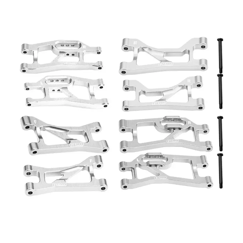 Aluminum 7075 Alloy Front Upper & Lower + Rear Upper & Lower Suspension Arms For Traxxas 1/16 Mini Maxx 4Wd Rtr Brushless Monster Truck 107154-1 Upgrades - Silver 1