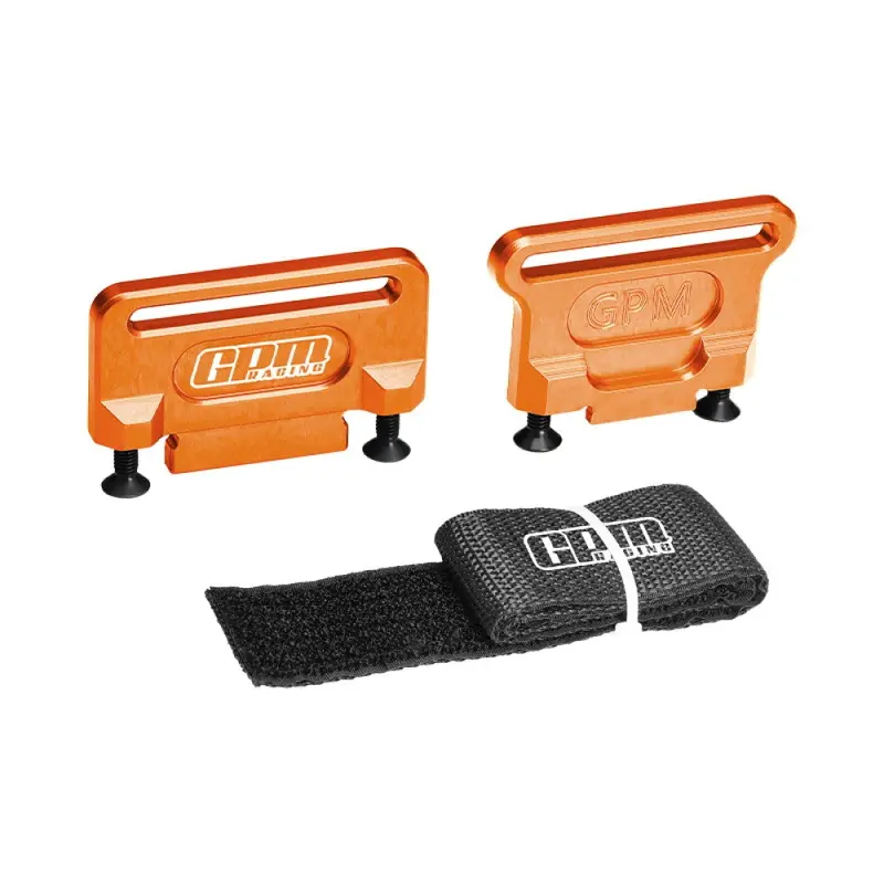 Aluminum 7075 Alloy Retainer Battery Hold-Down For Traxxas 1:8 Jato 4S 2S / Slash 4X4 Lcg / Ford Fiesta St Rally /  Slash 4X4 Vxl Ultimate Upgrades - Orange 1