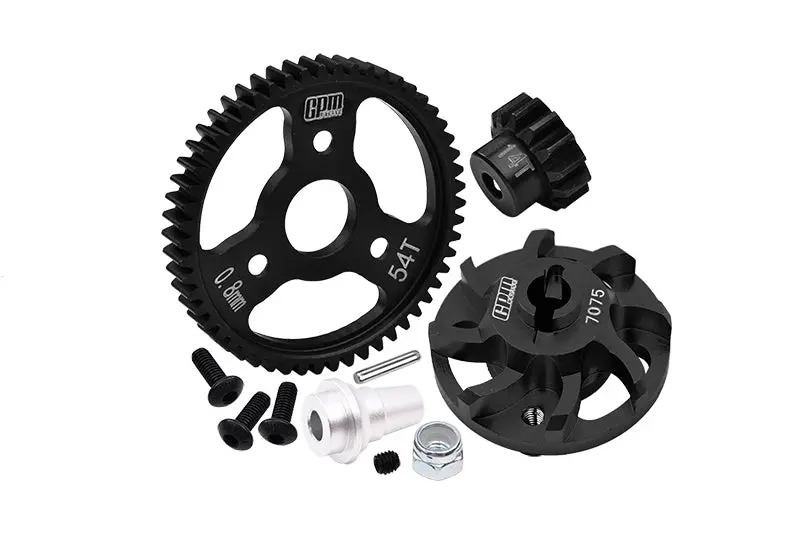 Aluminum 7075 Alloy Spur Gear Adapter With Steel 32 Pitch 54T Spur Gear & 14T Motor Gear For Traxxas 1/10 Slash 4X4 Lcg-68086-21 Upgrades - Black 1